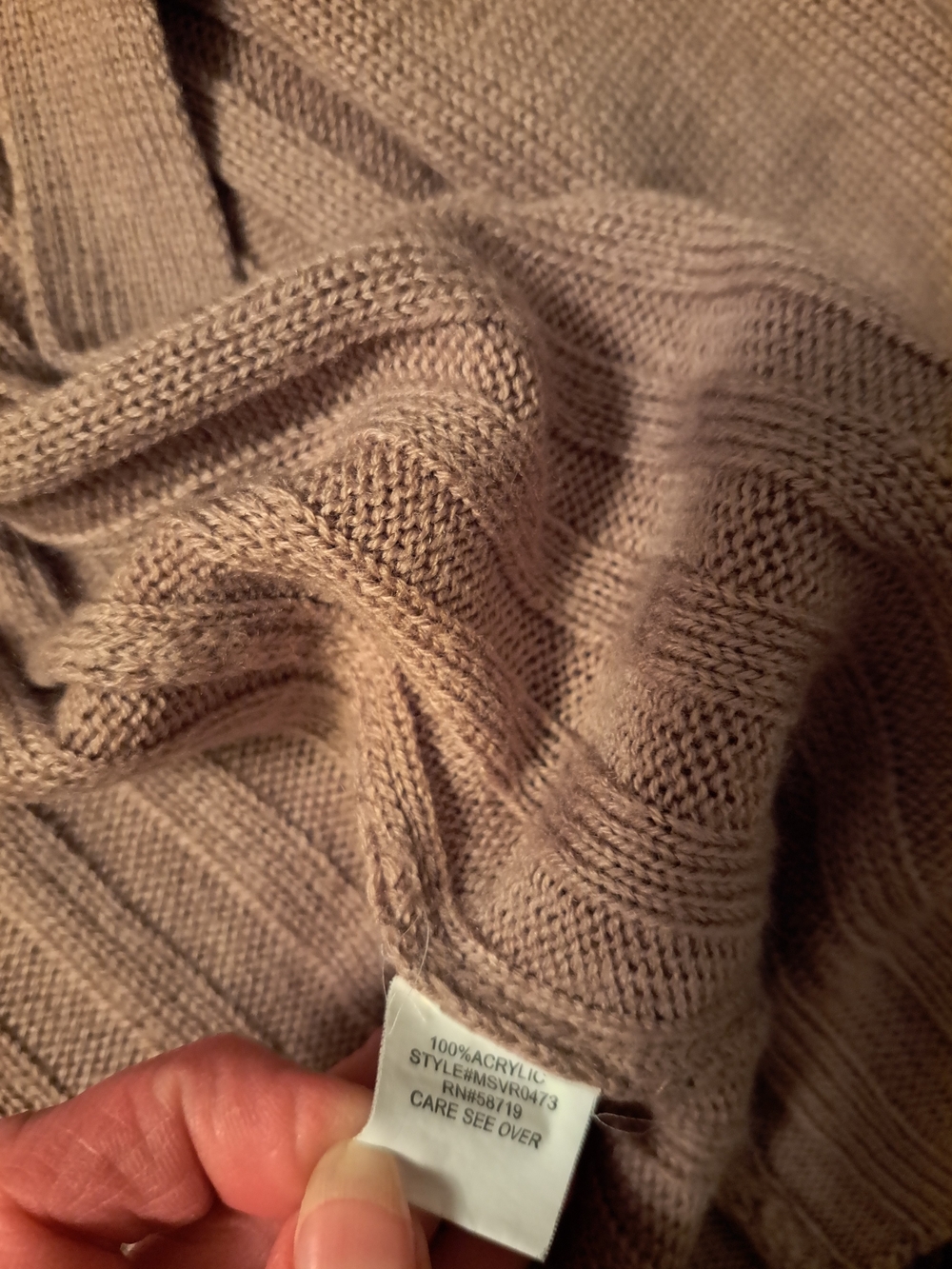 Notations Open-Front Ribbed Draped Cardigan Sweater With Shawl Collar - Taupe - Picture 4 of 7